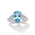 AARNIKAA Pear-Shaped Blue Stone Ring | Elegant Silver-Plated Statement Ring for Women