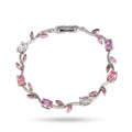 AARNIKAA Silver Plated Tulip Bracelet with Pink Stones | Anti-Tarnish Floral Jewelry for Women