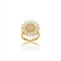 Aarnikaa Radiant Sunflower Gold Plated Statement Crystal Ring