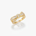 Aarnikaa Elegant Bow-Shaped Gold Plated Baguette Crystal Ring