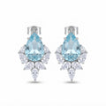 AARNIKAA Premium Aqua Blue Crystal Floral Stud Earrings | Luxury Statement Jewelry