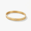 Classic Gold-Plated Bangle Bracelet with Stone Accents - Elegant Minimalist Jewelry