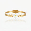 Dainty Daisy Floral Cuff Bracelet - Gold-Plated Enamel Flower Jewelry for Women