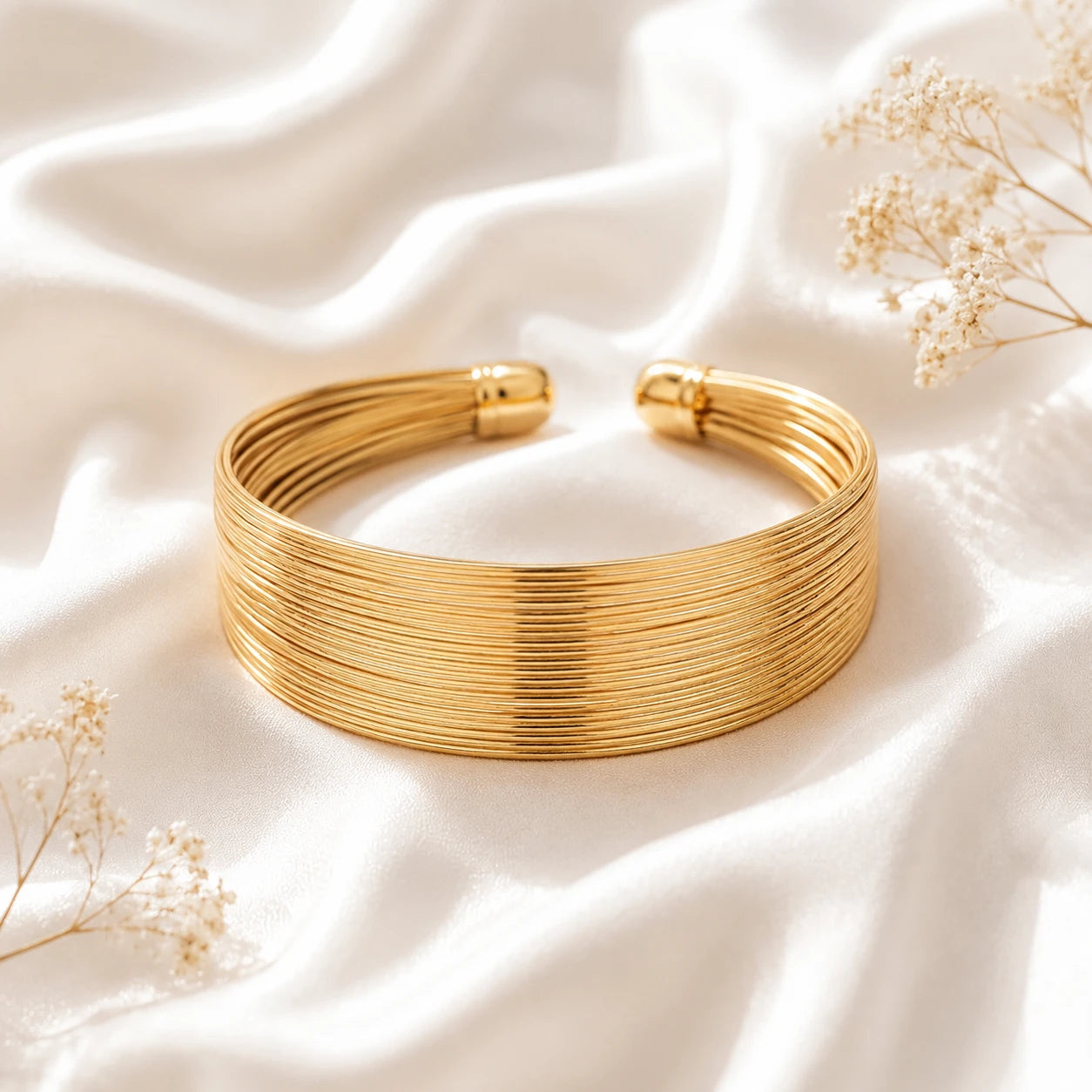 Modern Minimalist Gold-Plated Wide Cuff Bracelet - Geometric Statement Jewelry