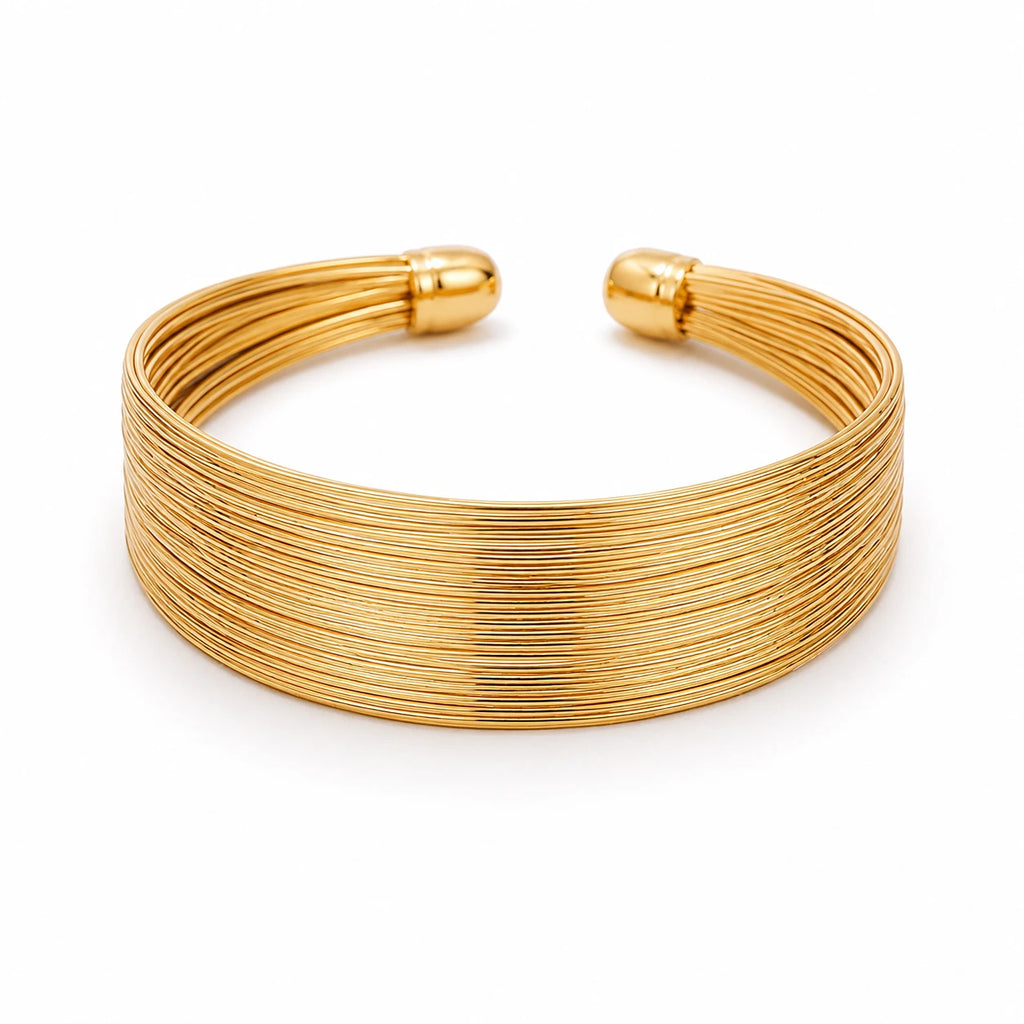 Modern Minimalist Gold-Plated Wide Cuff Bracelet - Geometric Statement Jewelry