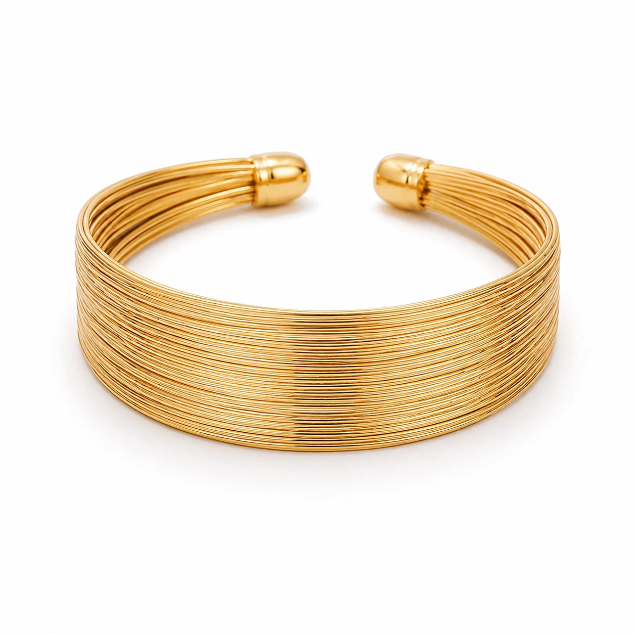 Modern Minimalist Gold-Plated Wide Cuff Bracelet - Geometric Statement Jewelry