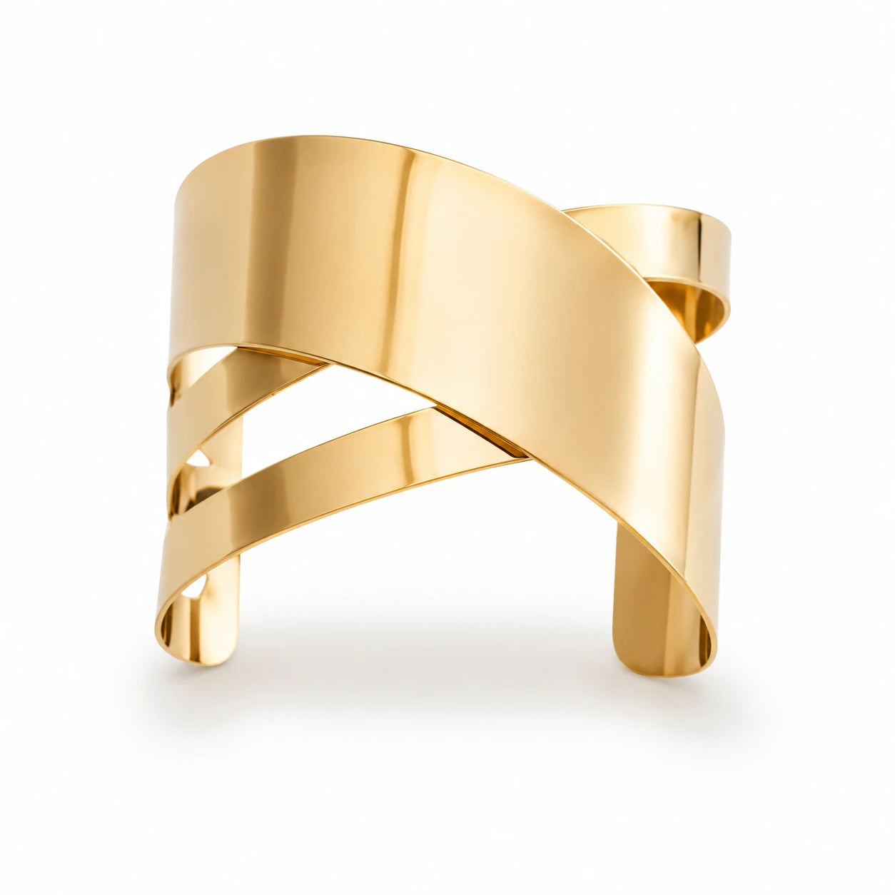 Modern Minimalist Gold-Plated Wide Cuff Bracelet - Geometric Statement Jewelry