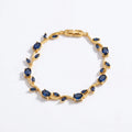 AARNIKAA Gold Plated Tulip Bracelet with Navy Blue Stones | Anti-Tarnish Floral Jewelry for Women