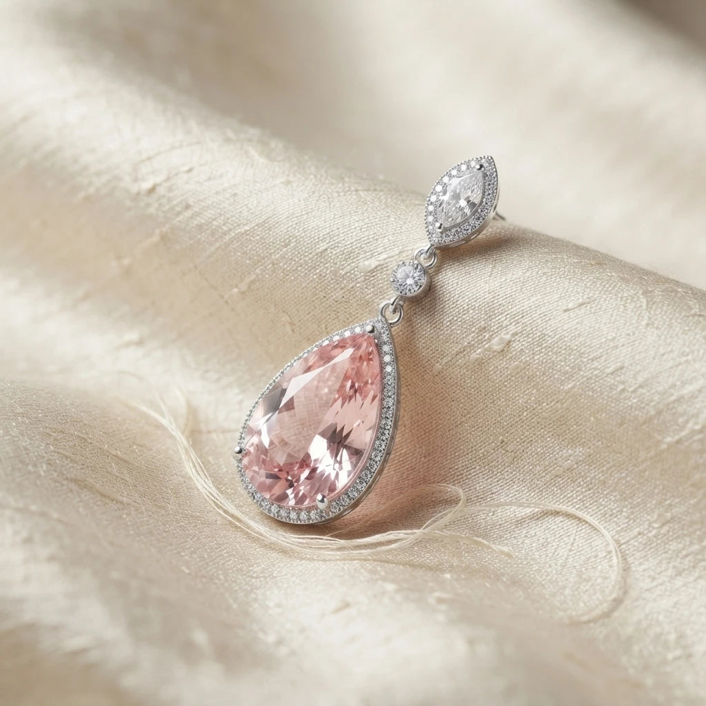 AARNIKAA Premium Pear-Cut Pink Earrings | Luxury Statement Jewelry