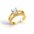 Aarnikaa Classic Gold Plated Solitaire Crystal Adjustable Ring