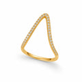 Aarnikaa Elegant V-Shaped Gold Plated Diamond Ring for Women