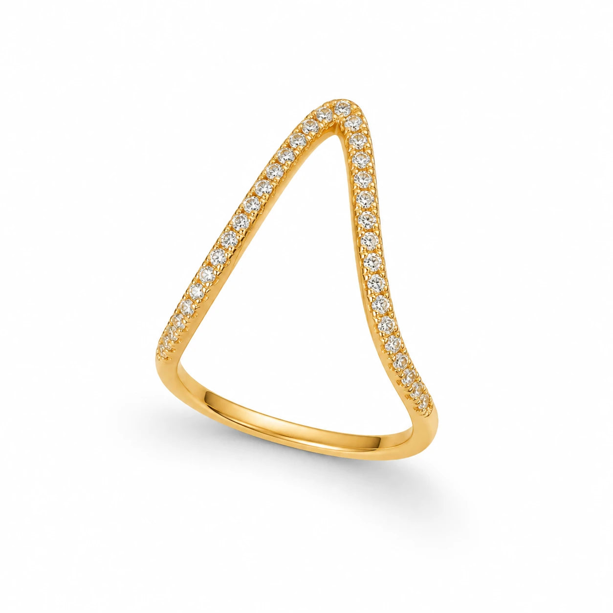 Aarnikaa Elegant V-Shaped Gold Plated Diamond Ring for Women