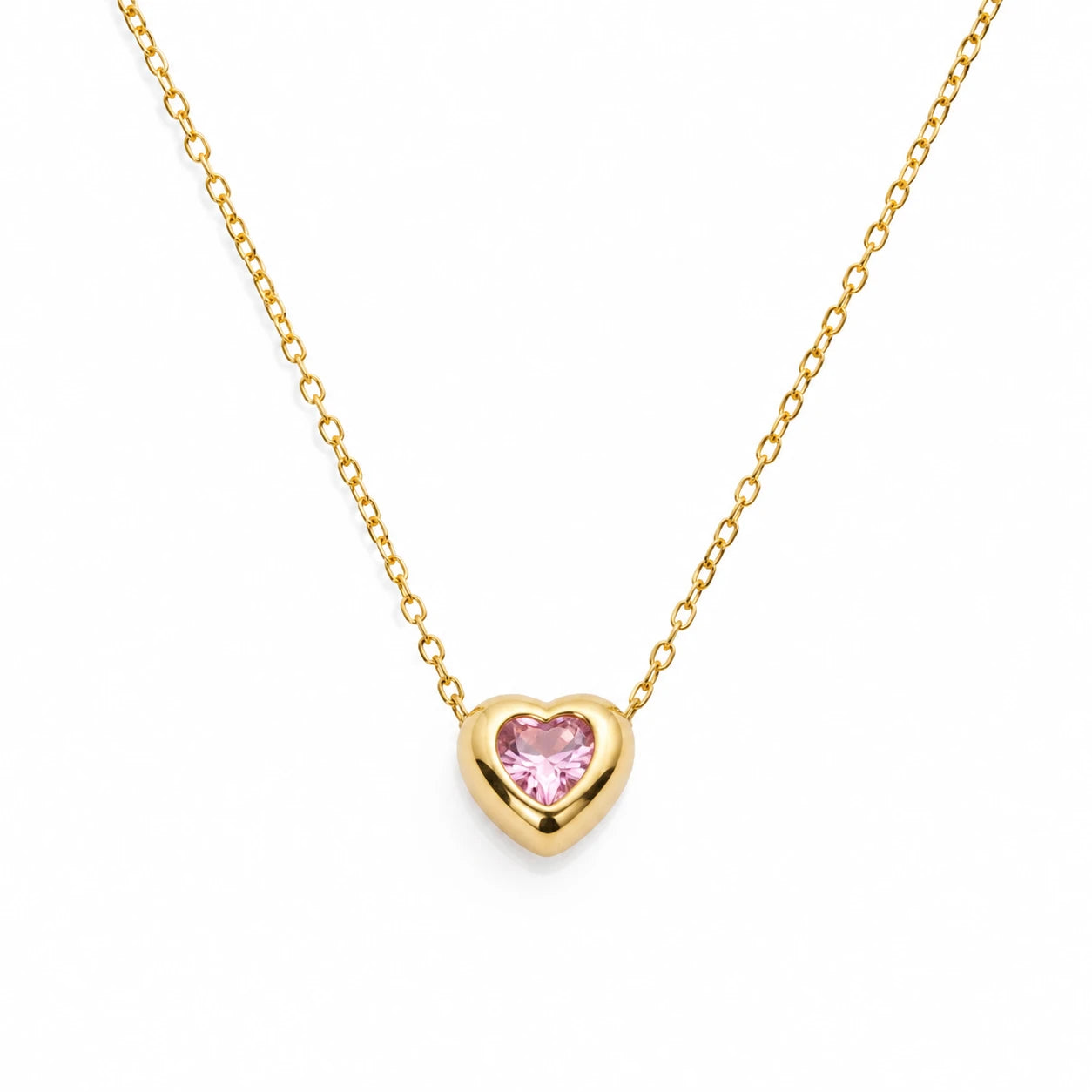AARNIKAA Gold Plated Pink Adina Pendant | Contemporary Heart-Themed Anti-Tarnish Necklace