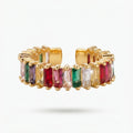 AARNIKAA Multicolor Baguette Stone Band Ring | Gold Plated Adjustable Anti-Tarnish Ring