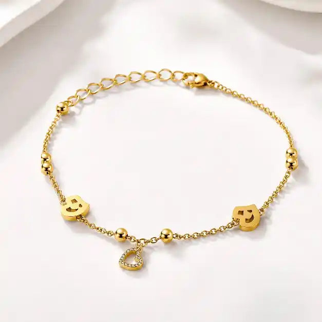 Aarnikaa Anti-Tarnish Gold-Plated Heart Charm Bracelet Daily Wear Trendy